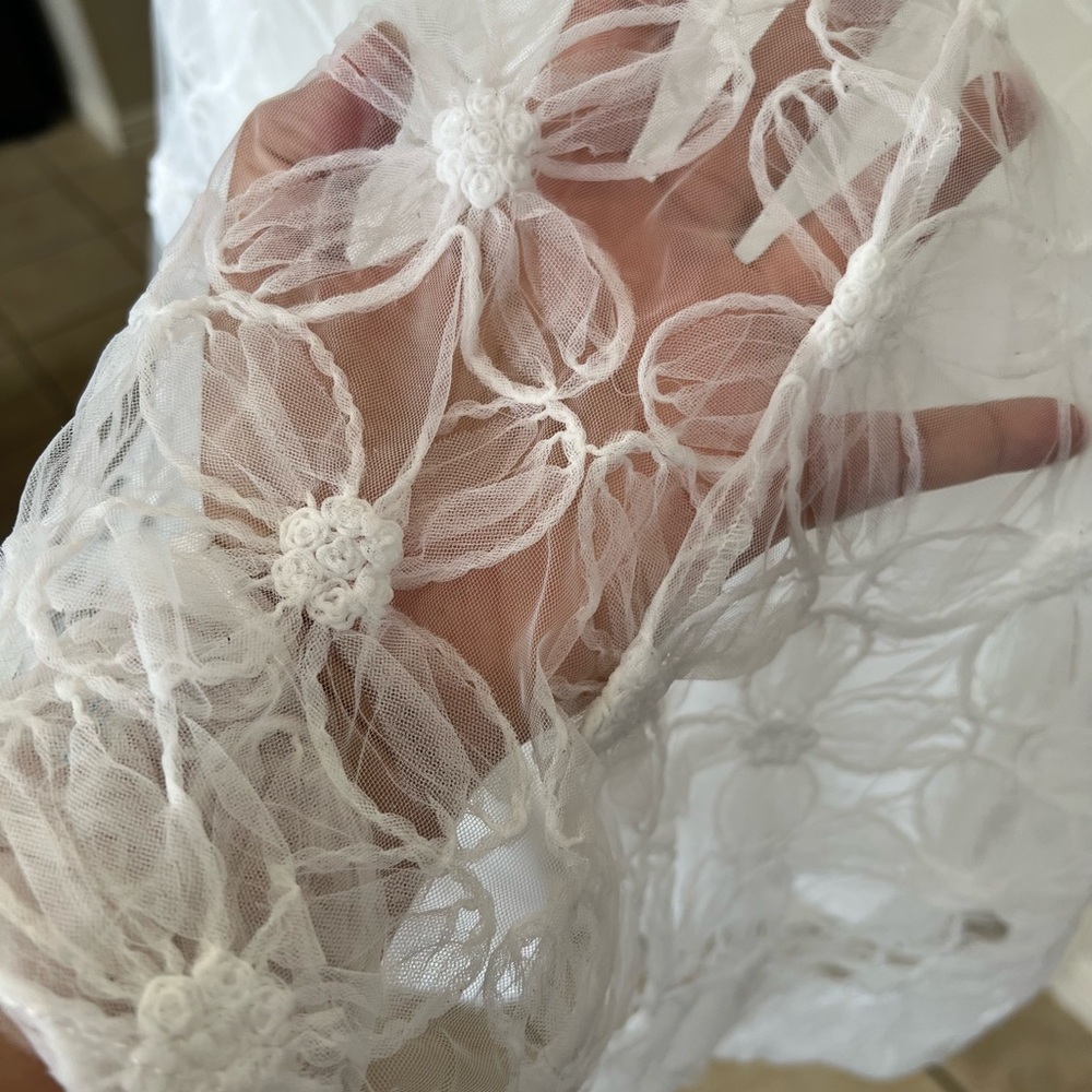 Lulu's Ivory Florql Tulle Midi Dress - Picture 11 of 12